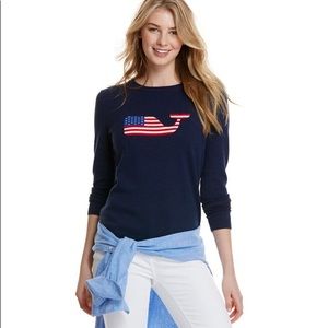 Vineyard vines American flag whale navy sweater